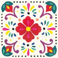 Floral Fiesta White Tile XII Fine Art Print