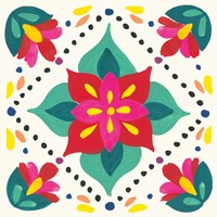Floral Fiesta White Tile XI Fine Art Print