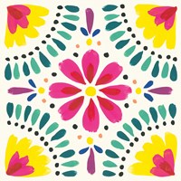 Floral Fiesta White Tile X Fine Art Print