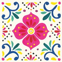 Floral Fiesta White Tile IX Fine Art Print