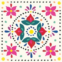 Floral Fiesta White Tile VIII Fine Art Print