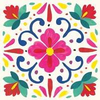 Floral Fiesta White Tile VII Fine Art Print