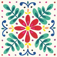 Floral Fiesta White Tile VI Fine Art Print