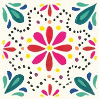 Floral Fiesta White Tile II Fine Art Print