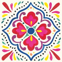 Floral Fiesta White Tile V Fine Art Print