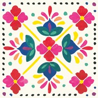 Floral Fiesta White Tile I Fine Art Print