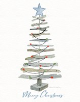 Coastal Holiday Tree III Red Merry Christmas Fine Art Print