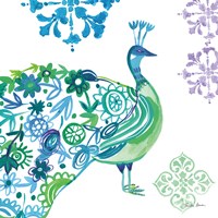 Jewel Peacocks II Framed Print