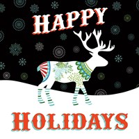 Mod Holiday on Black I Fine Art Print