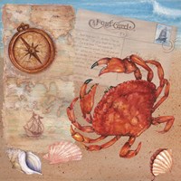 Map-Beach Postcard Fine Art Print
