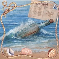Message In Bottle-Beach Postcard Fine Art Print