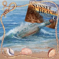 Message In Bottle-Sunset Beach Fine Art Print