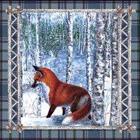 Birch Frame Plaid Fox Fine Art Print