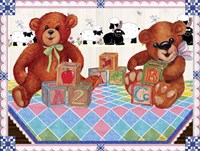 Teddy Bears And Blocks Fine Art Print