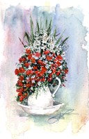 Red-White Flowers Sketch Fine Art Print