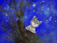 Night Cat Blue Fine Art Print