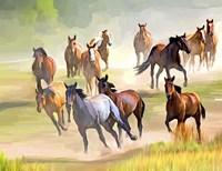 Wild Horses Running Fine Art Print