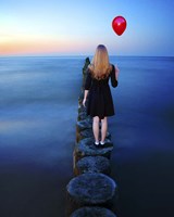 A Girl And Red Balloon Fine Art Print