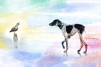 Dog and bird Fine Art Print