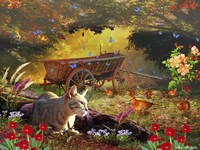 The Cat And Birds Fine Art Print