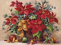Festive Poinsettia Basket Fine Art Print