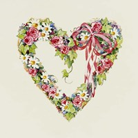 Blue Ribbon Heart Wreath Fine Art Print