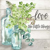 Vintage Bottles and Ferns Square I Framed Print