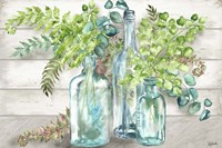 Vintage Bottles and Ferns Landscape Fine Art Print