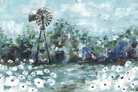 Windmill and Daisies Landscape Fine Art Print