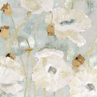 Poppies in the Wind Cream square Fine Art Print