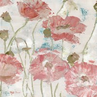 Poppies in the Wind Blush Square Fine Art Print