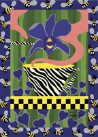 Irises And Buzzy Bees Fine Art Print