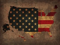 USA Country Flag Map Fine Art Print