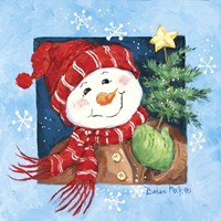 Red Hat Snowman Fine Art Print