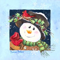 Holly Hat Snowman Fine Art Print
