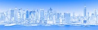 View of Manhattan Skyline in Blue Fine Art Print
