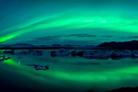 Aurora Borealis or Northern Lights over Jokulsarlon Lagoon, Iceland Framed Print