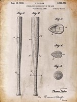 Baseball Bat 2 White Patent Fine Art Print