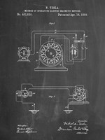 Chalkboard Tesla Operating Electric Motors Map Patent Fine Art Print