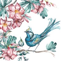 Island Living Bird and Floral I Fine Art Print