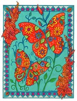 Orange & Blue Butterflies Fine Art Print