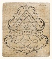 Vintage Letter Crest I Antique Border V2 Framed Print