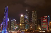 Skyscrapers and Hong Kong Observation Wheel, Hong Kong, China Fine Art Print