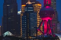 Pudong Skyline dominated by Oriental Pearl TV Tower, Shanghai, China Fine Art Print