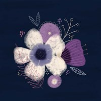 Cream Florals on Navy I Fine Art Print