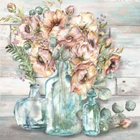 Blush Poppies and Eucalyptus Still Life Fine Art Print