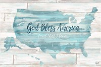 God Bless America USA Map Fine Art Print