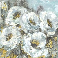 White Flowers with Gold Fine Art Print