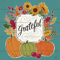 Thankful II Turquoise Fine Art Print