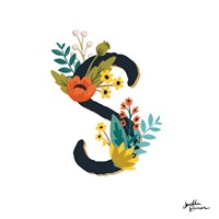 Romantic Luxe Monogram S Black Fine Art Print